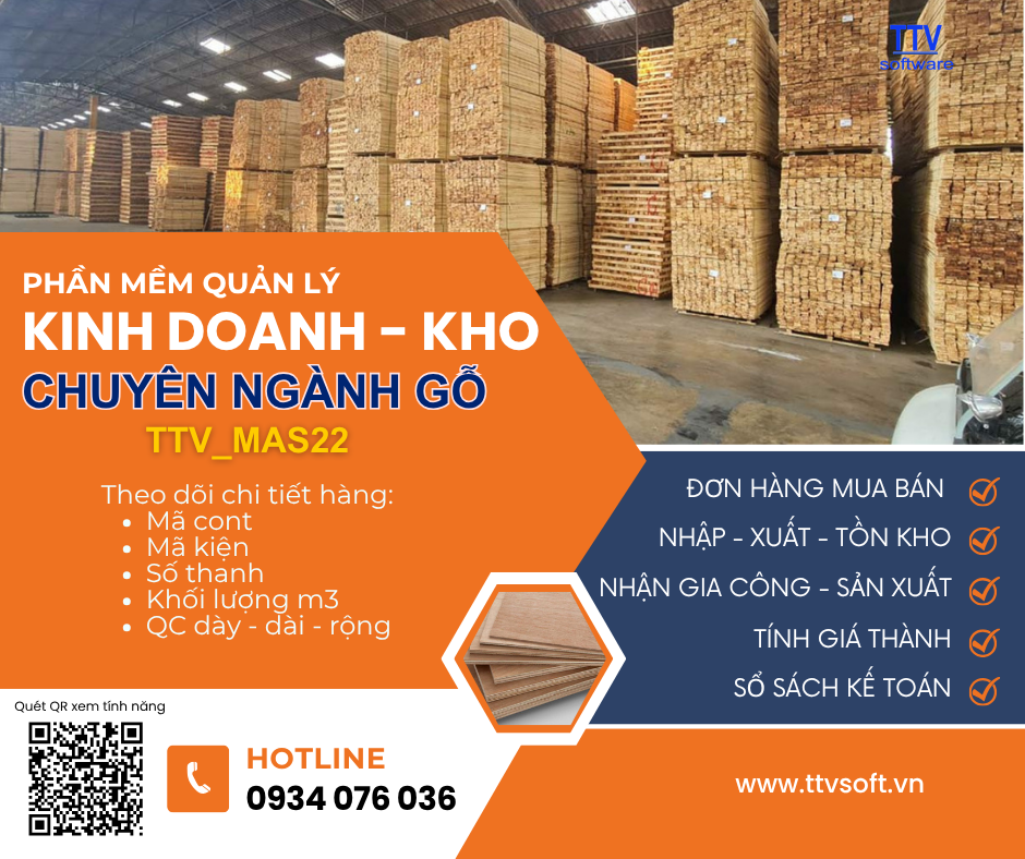 Phần mềm quản lý mua bán, gia công kho Gỗ nguyên liệu, ván ép, pallet